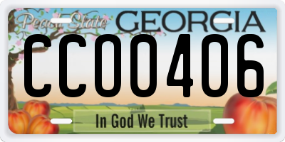 GA license plate CCO0406