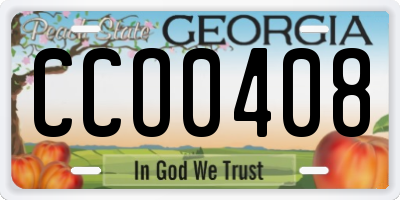 GA license plate CCO0408