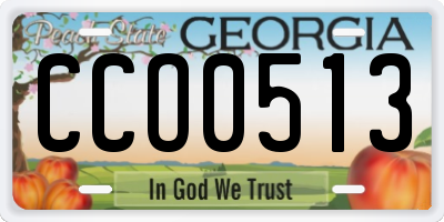 GA license plate CCO0513