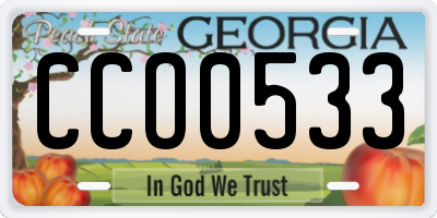 GA license plate CCO0533