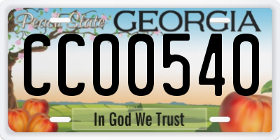 GA license plate CCO0540