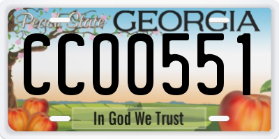 GA license plate CCO0551