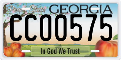 GA license plate CCO0575