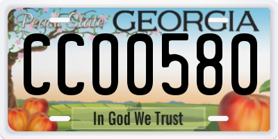 GA license plate CCO0580