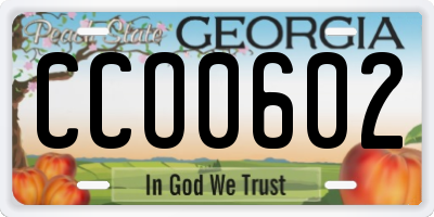 GA license plate CCO0602