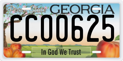GA license plate CCO0625