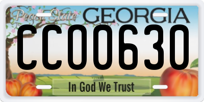 GA license plate CCO0630