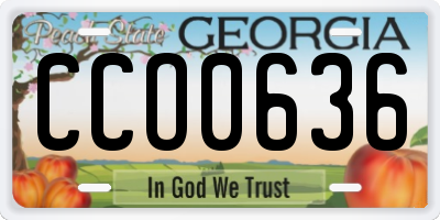 GA license plate CCO0636