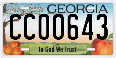 GA license plate CCO0643