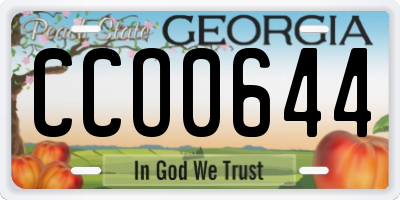 GA license plate CCO0644