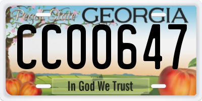 GA license plate CCO0647