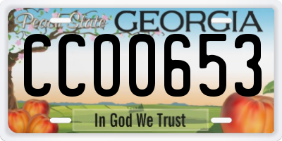 GA license plate CCO0653