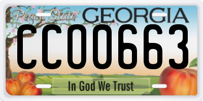 GA license plate CCO0663