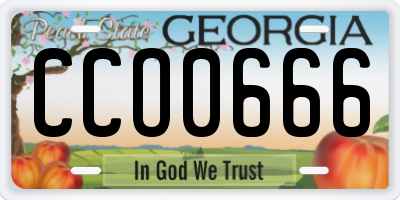 GA license plate CCO0666