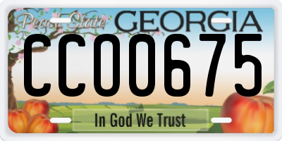 GA license plate CCO0675