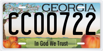 GA license plate CCO0722