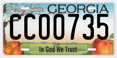 GA license plate CCO0735