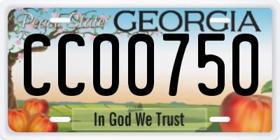 GA license plate CCO0750