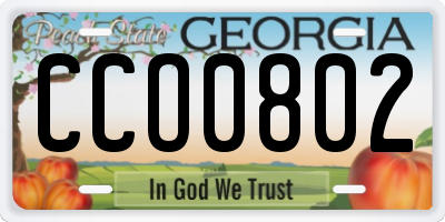 GA license plate CCO0802