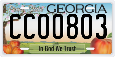GA license plate CCO0803