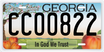 GA license plate CCO0822