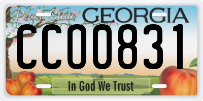 GA license plate CCO0831