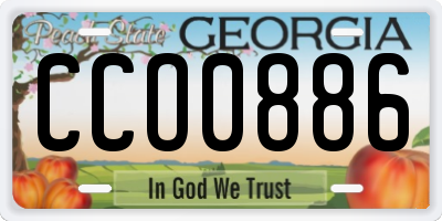 GA license plate CCO0886