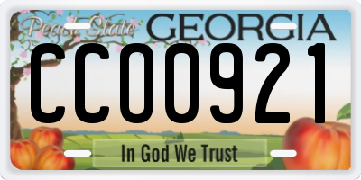 GA license plate CCO0921