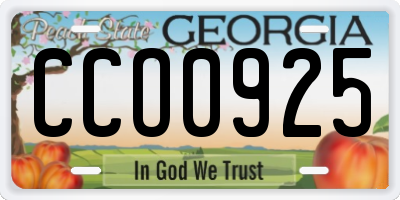 GA license plate CCO0925