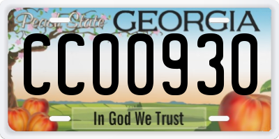GA license plate CCO0930