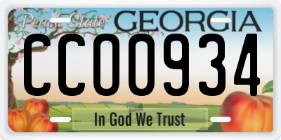 GA license plate CCO0934