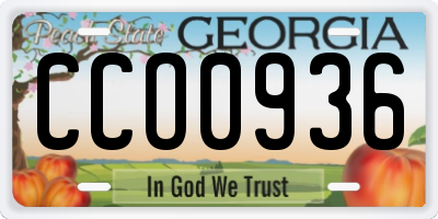 GA license plate CCO0936
