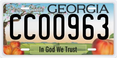 GA license plate CCO0963