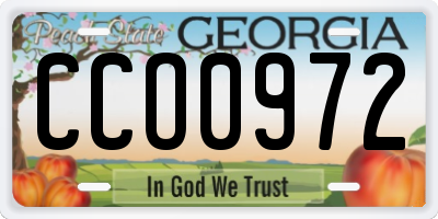 GA license plate CCO0972