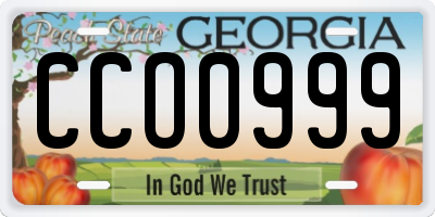 GA license plate CCO0999
