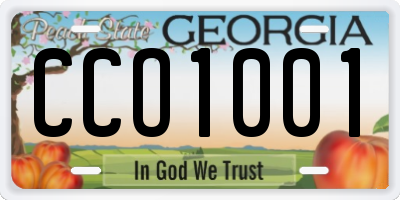 GA license plate CCO1001