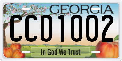 GA license plate CCO1002