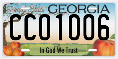 GA license plate CCO1006