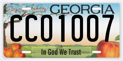 GA license plate CCO1007