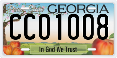 GA license plate CCO1008