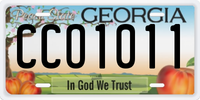 GA license plate CCO1011