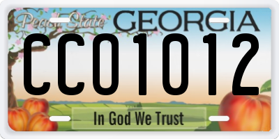 GA license plate CCO1012