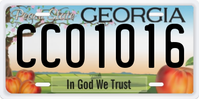 GA license plate CCO1016