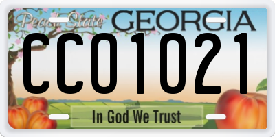 GA license plate CCO1021