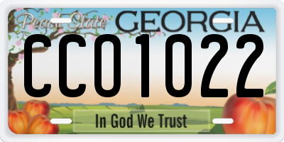 GA license plate CCO1022