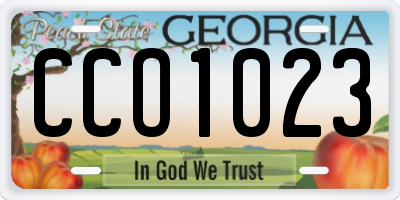 GA license plate CCO1023