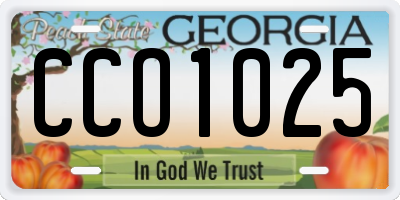 GA license plate CCO1025