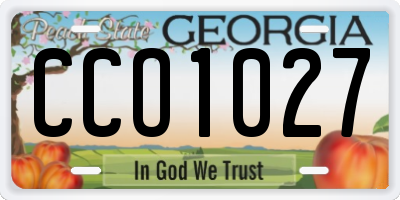 GA license plate CCO1027
