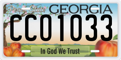 GA license plate CCO1033
