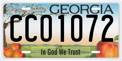 GA license plate CCO1072